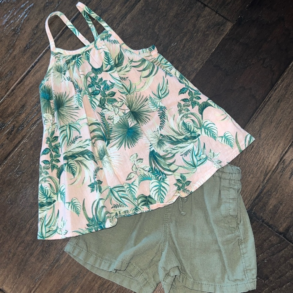 Old navy tropical linen tank shorts 3t
